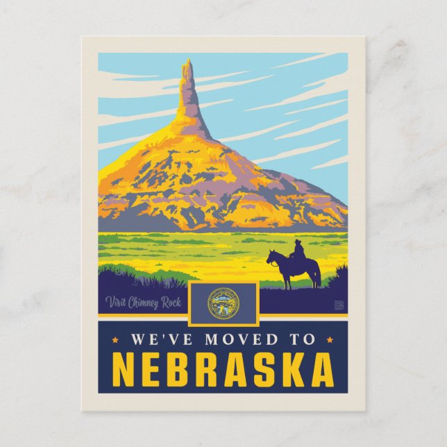 Cartão Postal De Convite Nos mudamos para Nebraska (Frente)