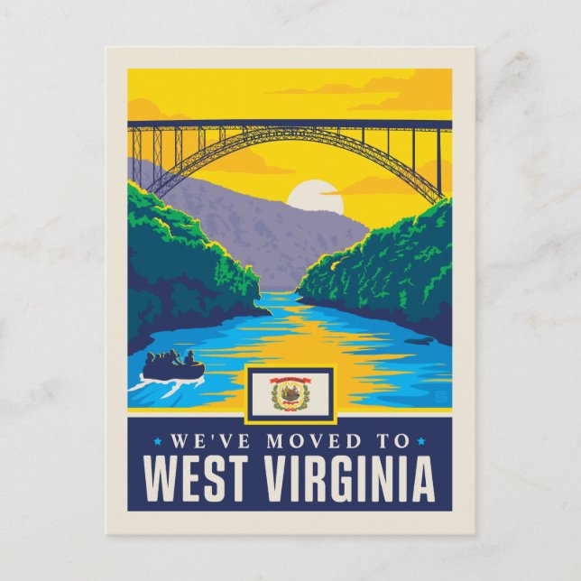 Cartão Postal De Convite Nós nos mudamos para West Virginia (Frente)