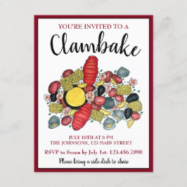 Cartão Postal De Convite Nova Inglaterra Lobster Boil Clambake Seafood Jant
