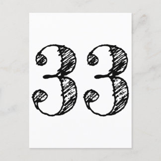 Cartão Postal De Convite Numéro 33 - Chiffre Trente-Trois Manuscrit Âge