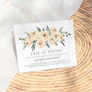 Cartão Postal De Convite O Amor É Patiente Atualizado Planos De Adiamento 