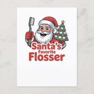 Cartão Postal De Convite O fio dental favorito do Papai Noel Natal Dentista