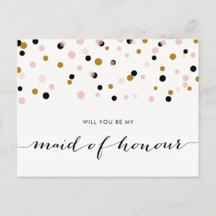 Cartão Postal De Convite O Pink Moderno Confetti Será A Minha Madrinha de c