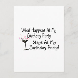Cartão Postal De Convite O Que Acontece Na Minha Festa de aniversário Fica 