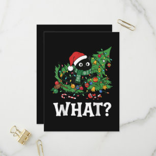 Cartão Postal De Convite O Que Gato Preto Engraçado Árvore de Natal