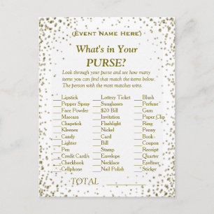 Cartão Postal De Convite O que há na sua bolsa?   Dourada Confetti