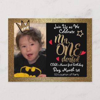 Cartão Postal De Convite O Sr. Oneince Primeiro Aniversário Convidou
