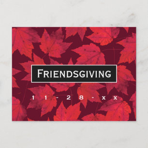 Cartão Postal De Convite O vermelho do outono do comensal de Friendsgiving