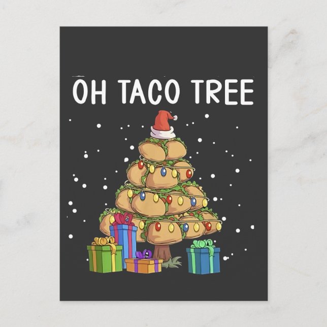 Cartão Postal De Convite Oh Taco Tree Engraçado Comida mexicana Feia Natal (Frente)