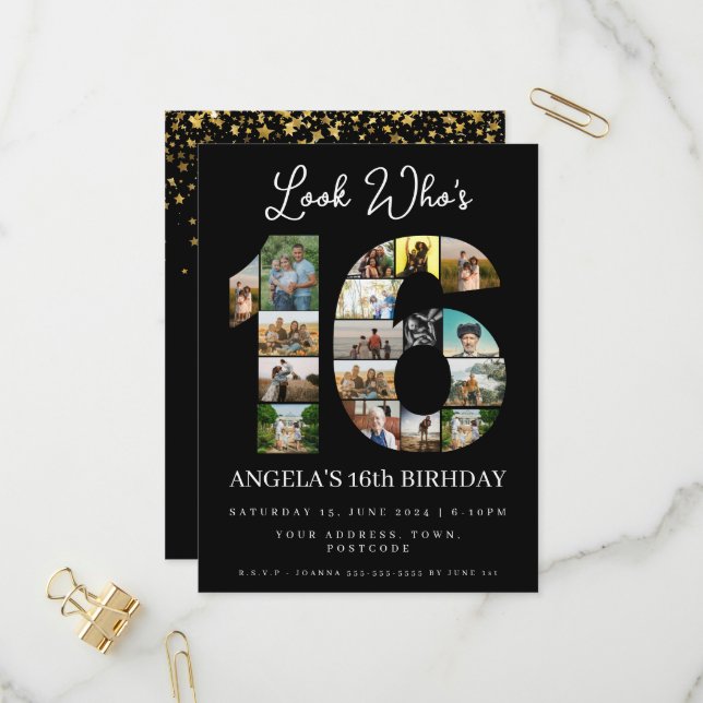 Cartão Postal De Convite olha quem é 16 doce, 16 anos. (Frente/Verso In Situ)