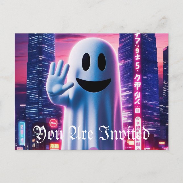 Cartão Postal De Convite Ondas Ghosty e Luzes Urbanas (Frente)