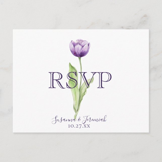 Cartão Postal De Convite Opção de Refeição de RSVP de Casamento de Tulipa R (Frente)