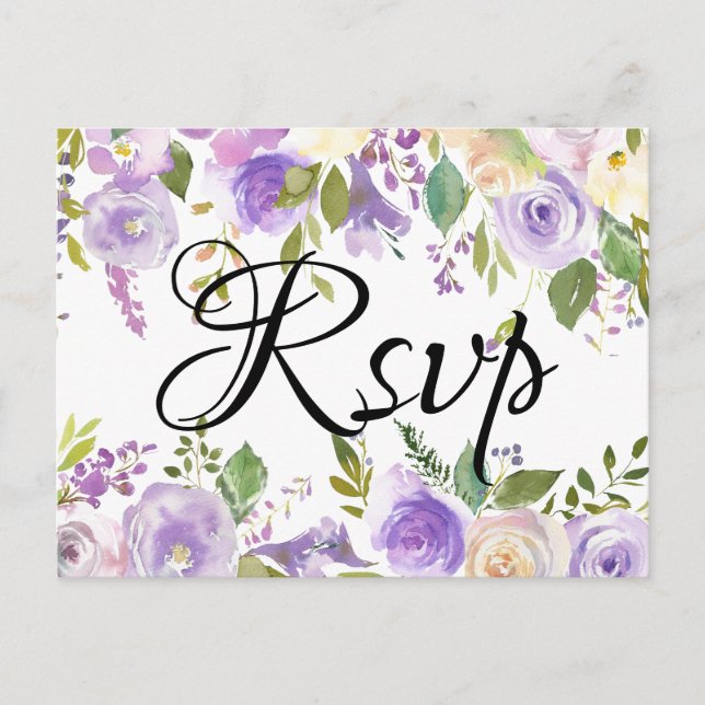 Cartão Postal De Convite Opções de refeição para RSVP de casamento floral r (Frente)