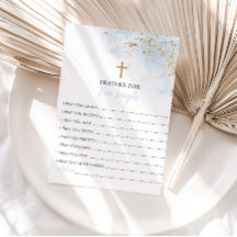 Oração de Cartão de Oração Batismo Dourado Azul