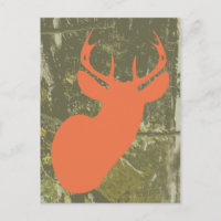 Orange Deer + Camo Birthday Postcard