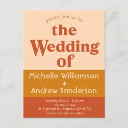 Cartão Postal De Convite Orange Terracotta Modern Retro