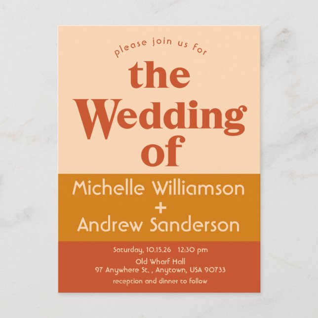 Cartão Postal De Convite Orange Terracotta Modern Retro (Frente)