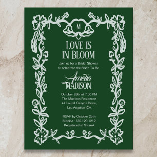 Cartão Postal De Convite Orçamento Amor em Flor Noivado Floral Chá de Noiva