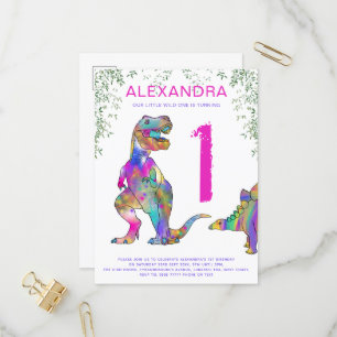 Cartão Postal De Convite Orçamento da Festa de 1º Aniversário do Dinossauro
