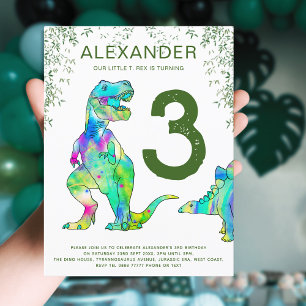 Cartão Postal De Convite Orçamento da Festa de 3 Anos do Dinossauro
