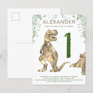 Cartão Postal De Convite Orçamento do Partido primeiro aniversario do Dinos