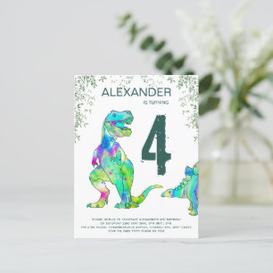 Cartão Postal De Convite Orçamento para Festa de Aniversário do T Rex Color