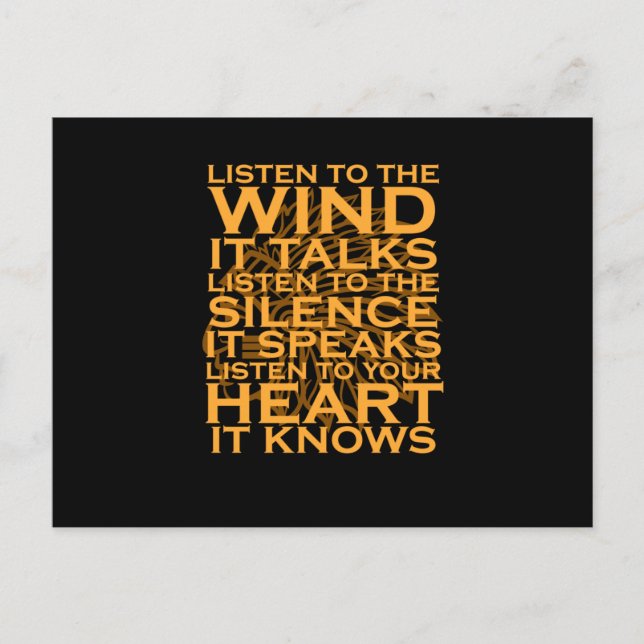 Cartão Postal De Convite Ouçam O Vento Dia Nativo Americano De Apoio (Frente)