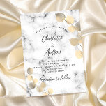 Cartão Postal De Convite Ouro de mármore de eucalipto casado<br><div class="desc">Impressão de mármore como fundo decorado com ouros de eucalipto. Personalize e seu nome e detalhes da cerimônia.</div>
