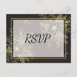 Cartão Postal De Convite Ouro Rosa RSVP