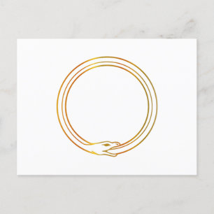 Cartão Postal De Convite Ouroboros cobra símbolo dourado da serpente auto-i