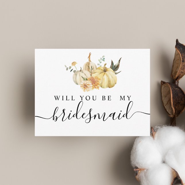 Cartão Postal De Convite Outono Moderno Abóbora e Flores em Aquarela (Criador carregado)