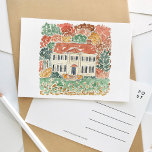 Cartão Postal De Convite Outono no New England Watercolor Viagem<br><div class="desc">Um cartão-postal de viagem de aquarela lindamente pintado com o outono de Nova Inglaterra.</div>