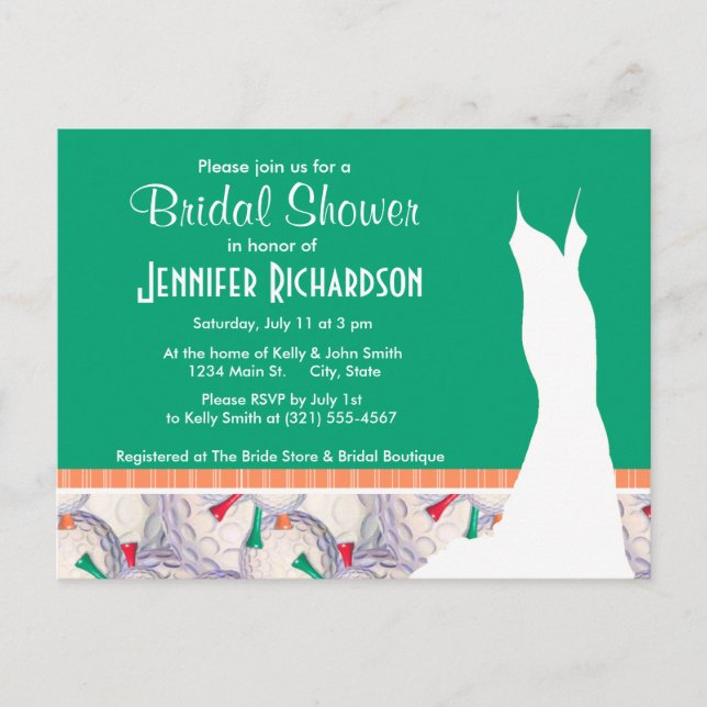 Cartão Postal De Convite Padrão de Bolas de Golfe e Camisetas (Frente)