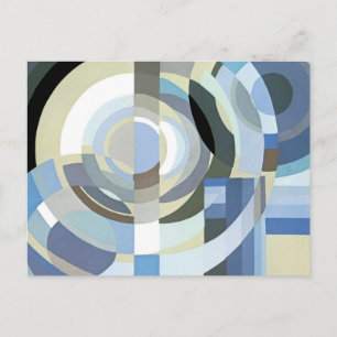 Cartão Postal De Convite Padrão de Círculos Azuis de Vintagem de Arte Retro