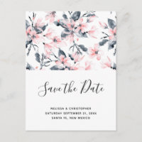 Padrão Floral Rosa e Cinza Salvar a Data