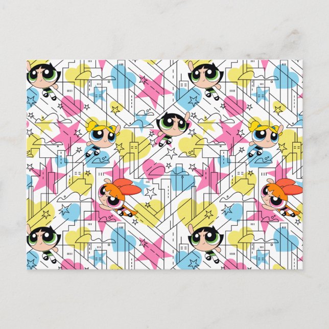 Cartão Postal De Convite Padrão Powerpuff Girls Townsville (Frente)