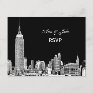 Cartão Postal De Convite Panorama de NYC 01 Etchd DIY BG Cor RSVP 1