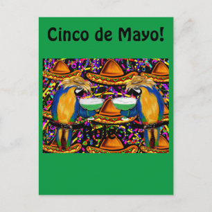 Cartão Postal De Convite Papagaio de festa Cinco De Mayo