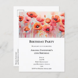 Cartão Postal De Convite Papagaios vermelhos em campo