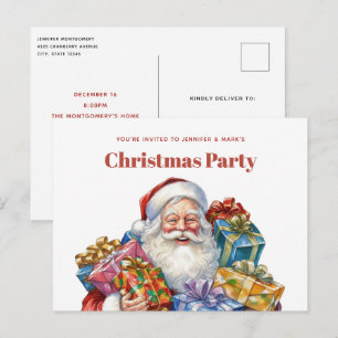 Cartão Postal De Convite Papai Noel Alegre Natal Clássico