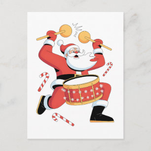 Cartão Postal De Convite Papai Noel Baterista Engraçado Natal Feio Bateria