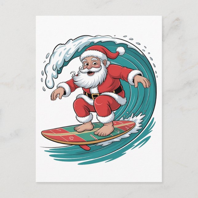 Cartão Postal De Convite Papais noeis surfando Natal Surf Natal Natal Natal (Frente)