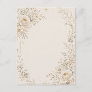 Cartão Postal De Convite Papelaria de Casamento com Detalhes Neutros Refina