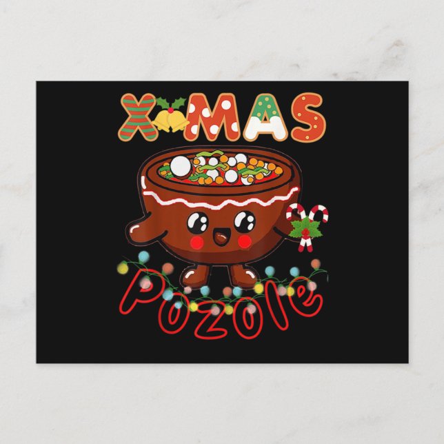Cartão Postal De Convite Papodie de Natal Cute Pozole Bowl Ugly Pajama (Frente)