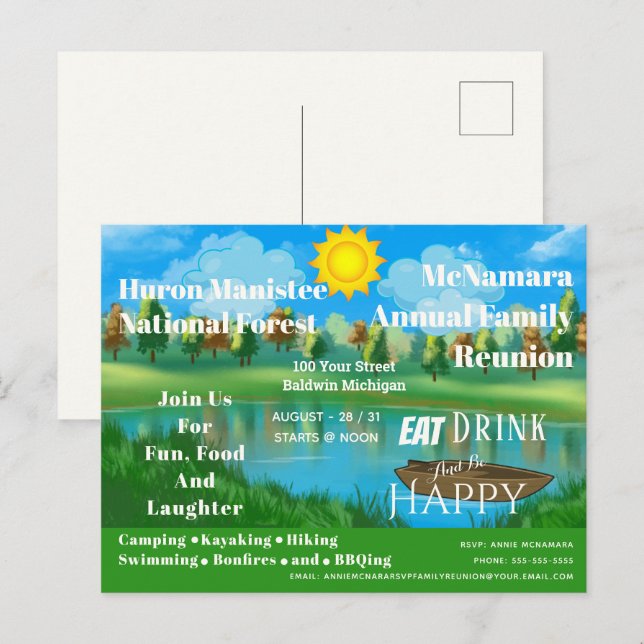 Cartão postal de Convite para Camp de Reunião Fami (Frente/Verso)