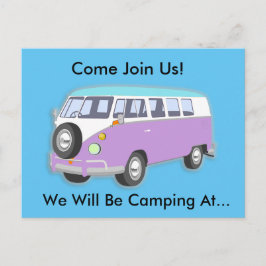Cartão postal de convite para camping de Van Retro