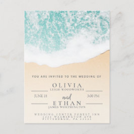 Cartão postal de convite para casamento de ondas t