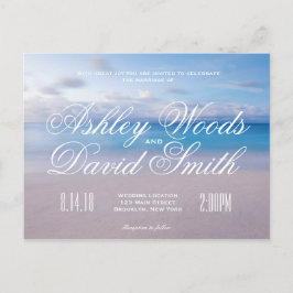 Cartão postal de convite para casamento em praia d