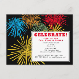 Cartão postal de convite para celebração do 4 de j