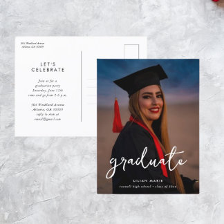 Cartão-postal de convite para fotos de graduação